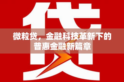 南华微粒贷，金融科技革新下的普惠金融新篇章