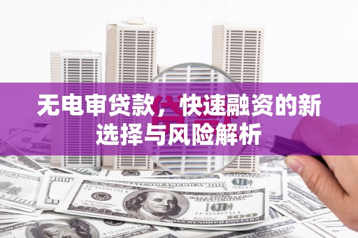 南华无电审贷款，快速融资的新选择与风险解析