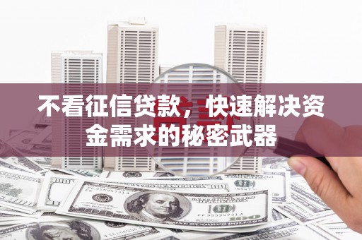 南华不看征信贷款，快速解决资金需求的秘密武器
