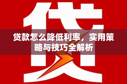 南华贷款怎么降低利率，实用策略与技巧全解析