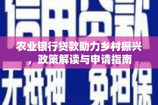 南华农业银行贷款助力乡村振兴，政策解读与申请指南